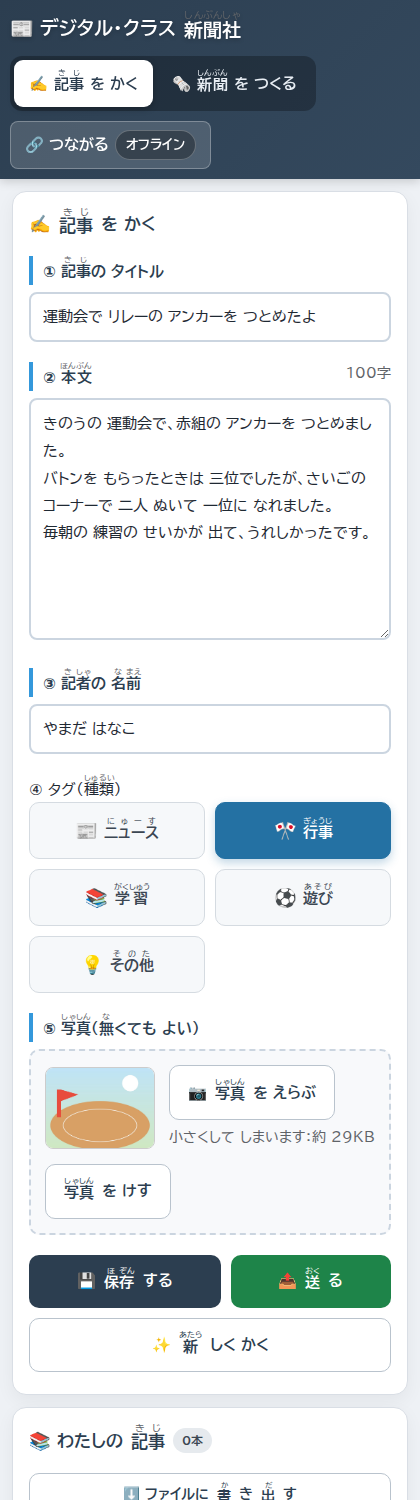 記入して写真を入れたところ